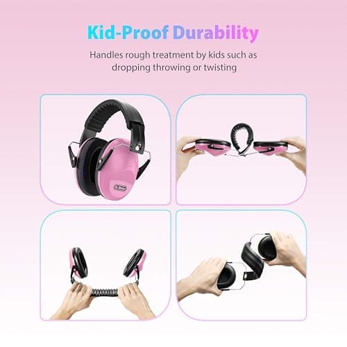 Dr.meter Noise Cancelling Headphones for Kids: EM100 SNR27.4 Kids Ear Protection Earmuffs with Adjustable Headband, Ear Muffs for Noise Reduction in Monster Jam, Concert, Firework, Mowing, Pink thumbnail 5