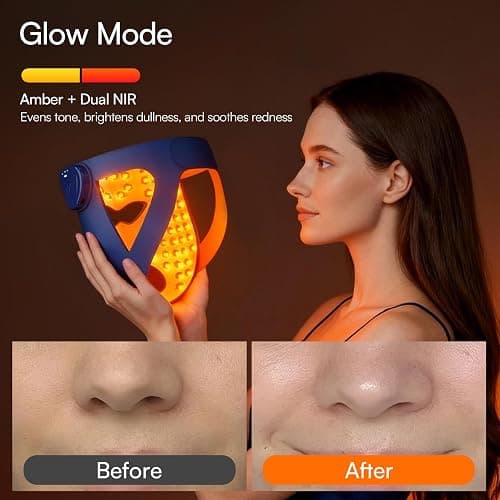 INIA GLOW 4D Wireless Red Light Therapy Mask for Face, Dual NIR, 320 LEDs | 4D Contour-Fit, Under-Eye Cooling, 4 Modes, Cordless & Rechargeable, Home & Travel Use, Skincare Gift for Women Wife Mom thumbnail 6