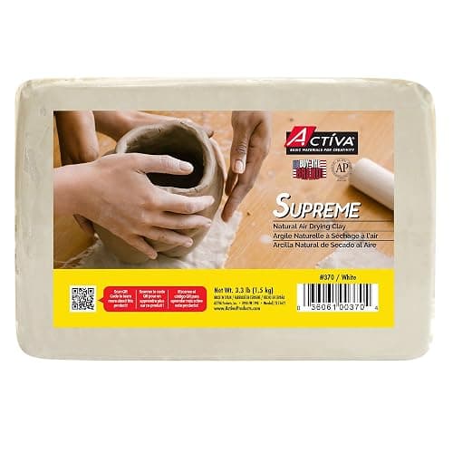Activa Supreme Clay, White, Premium Natural Air Dry Clay, 3.3lb (1.5kg) | Ultra-Fine & Exceptional Plasticity for Studio, Classroom & Hobby Use - Image 1
