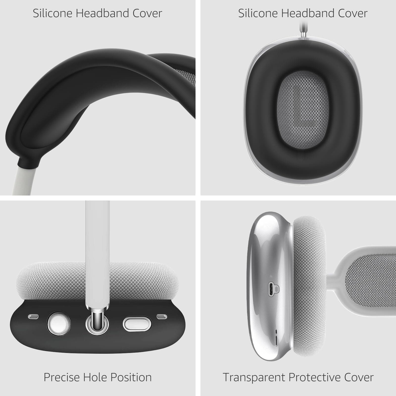 Silicone Case for AirPods Max (2024/2020), Clear Soft TPU Ear Cup, Ear Pad Protector, Headband Cover for AirPods Max (USB-C / Flash), Transparent Accessories for Apple, Midnight thumbnail 3
