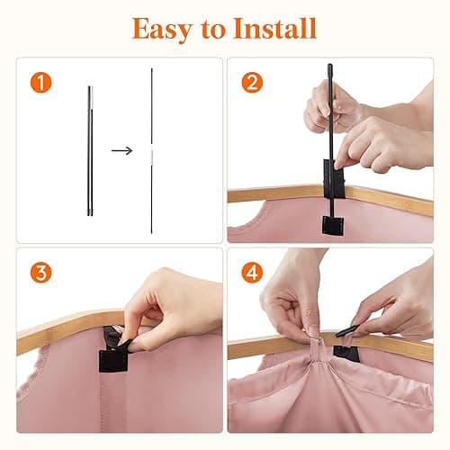 Lifewit 100L Laundry Basket with Lid, Clothes Hampers for Laundry with Bamboo Handles and A Removable Laundry Bag, Large Foldable Laundry Hamper for Bedroom, Bathroom, Dorm, Laundry Room, Pink - Pink - 100L thumbnail 5