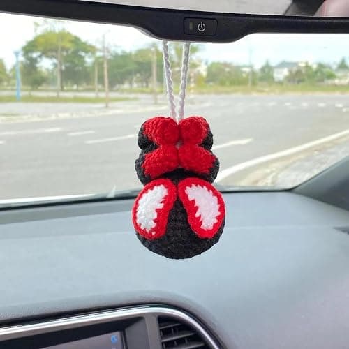 Crochet Spider Hanging Ornament, Cute Hero Rearview Mirror Decoration, Handmade Spider Amigurumi Plush, Car Charm Gift for Him or Her, Funny Car Accessory thumbnail 5