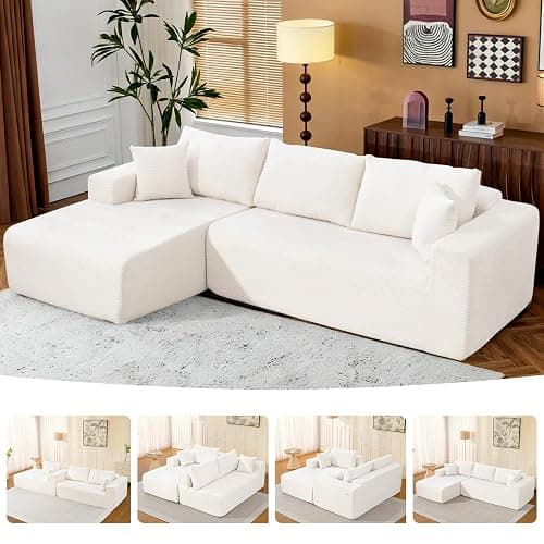 2025 New 108" Cloud Couch Sectional, Modular Sectional Sofa with L-Shaped Chaise, Deep Seat Sectional Modular Couch for Living Room, No Assembly Required (Beige, Left Facing Chaise) - Image 1