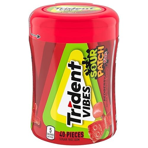 Trident Vibes SOUR PATCH KIDS Redberry Sugar-Free Chewing Gum, 40 Piece Bottle - Image 1