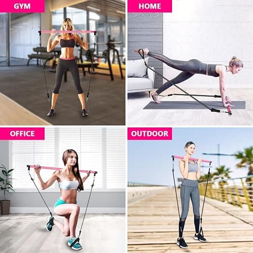 Bbtops Pilates Bar Kit with Resistance Bands,Pilates Bar with Stackable Bands Workout Equipment for Legs,Hip,Waist and Arm,Exercise Fitness Equipment for Women & Men Home Gym Yoga Pilates thumbnail 3