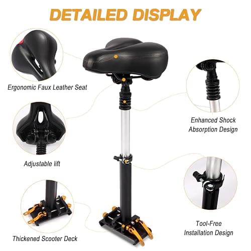Yungeln New Upgrade Electric Scooter Seat,Adjustable Shock Absorption Seat Compatible with Xiaomi M365 M365 Pro Electric Scooter Fits 5.5"-6.2" thumbnail 3