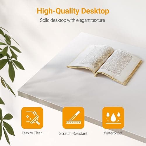 CubiCubi Computer Desk, 32 inch Home Office Small Desk, Modern Style PC Table for Home, Office, Study, Writing, Pure White thumbnail 7