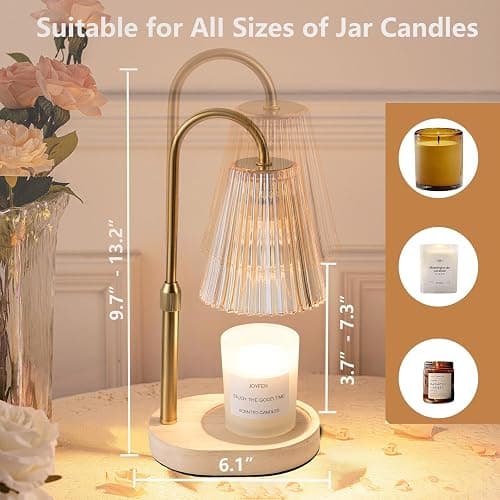 Flameless Candle Warmer Lamp with Timer: Dimmable Candle Warming Lamp with Dimmer & 2 Bulbs, Large Electric No-Flame Wax Melt Light Adjustable Height for All Size Jar Scented Candles, Home Decor thumbnail 3