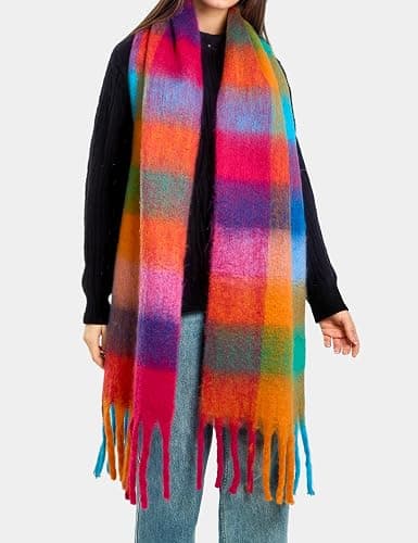 Topgalaxy.Z Winter Scarf for Women, Big Thick Colorful Scarves, Oversized Soft Blanket Wrap, Extra Long Large Cozy Scarves for Cold Weather thumbnail 3