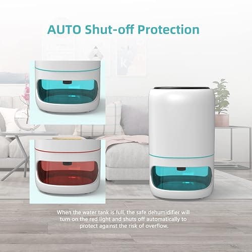 Hoomace Small Dehumidifiers for Bedroom w/Air Purifying Function, 1000 ml/35 oz for 2500 Cubic Feet (260 sq ft) with 7 Colorful LED Lights Timer Set Negative Ions Below 30 dB, Auto Shut-Down thumbnail 7