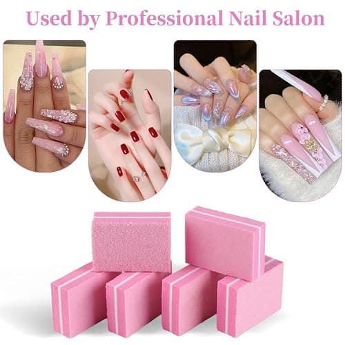 UUDYIGE Mini Nail Buffer Block: 45 Pack 100/180 Grit Sponge Files Pink | Acrylic, Gel and Natural Nails, Shape, Smooth and Prep Surfaces for Home, Salon and Travel Manicures thumbnail 6