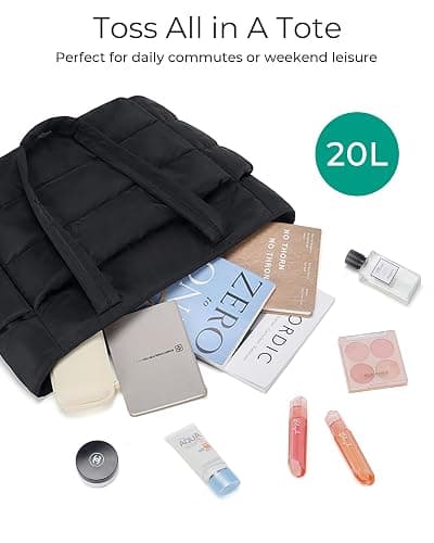 BAGSMART Tote Bag for Women, Lightweight Puffy Tote Bag with Compartments Shoulder Bag Handbag for Travel, Work, Gym | Lightweight thumbnail 6