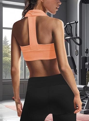 Panadila Womens Halter Sports Bra Cropped Workout Top Medium Impact Pilates Bra Racerback Tank Top for Dance Gym thumbnail 5