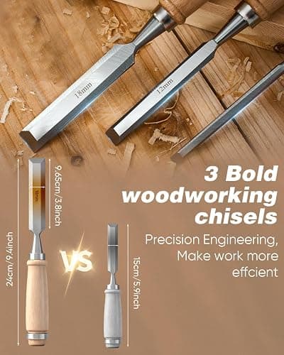 SakerNeo 25-Piece Wood Carving Kit Whittling Kit with Leather Storage Bag | Wood Carving Tools wood carving set Includes Gouges, Chisels, Knives – Ideal Woodworking Set for Beginners & DIY Gift thumbnail 2