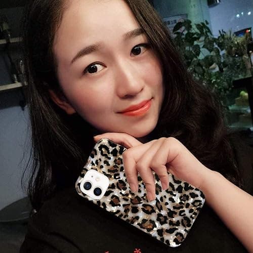 J.west Case Compatible with iPhone 12/12 Pro 6.1-inch, Luxury Sparkle Translucent Clear Leopard Cheetah Print Pearly Design Soft Silicone Slim TPU Protective Phone Case Cover for Girls Women (Bling) thumbnail 5