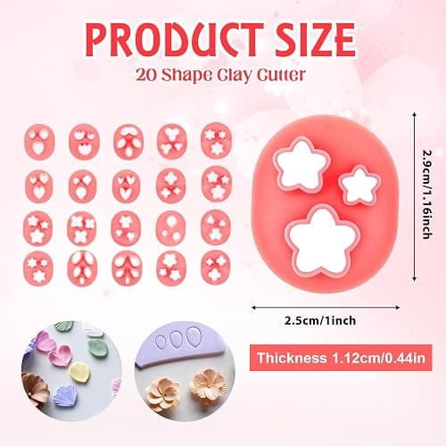 20Pcs Clay Cutters for Polymer Clay Jewelry Mini Polymer Clay Cutters for Earrings 20 Shapes - Floral, Leaf, Butterfly, Heart Polymer Clay Molds for Jewelry Making thumbnail 3