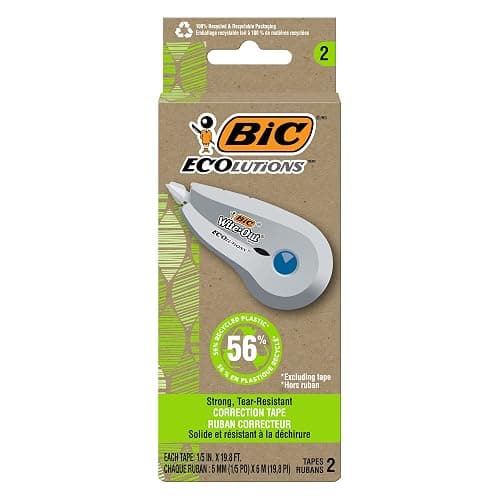 BIC Ecolutions Wite-Out Brand Correction Tape, 19.8 Feet, 2-Count Pack, Correction Tape Made from 56% Recycled Plastic - Image 1