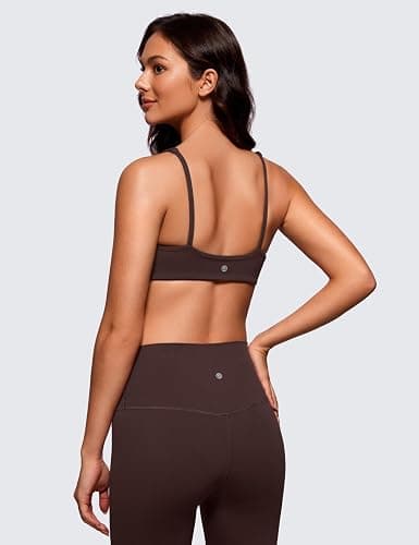 CRZ YOGA Butterluxe Square Neck Sports Bras for Women - Spaghetti Strap Yoga Wireless Low Coverage Padded Cami Crop Top thumbnail 2