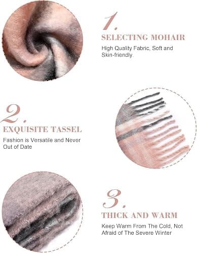 Winter Plaid Scarves for Women - Large, Soft Warm Scarf Shawls, Ideal for Cold Weather & Gifting thumbnail 2