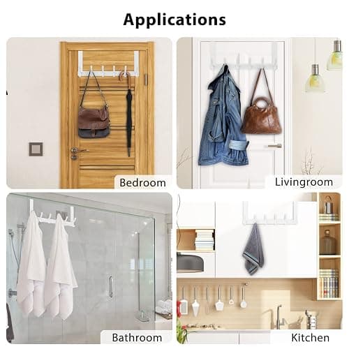 Optish Over The Door Hooks, Door Hanger Hooks for Hanging, Over The Doors Towel Racks for Bathroom with 12 Coat Hook, Coat Rack Bathroom Accessories（1 Pack, White） thumbnail 7