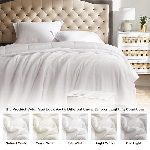 KMUSET Fleece Blanket Throw Size White Lightweight Super Soft Cozy Luxury Bed Blanket Microfiber thumbnail 6