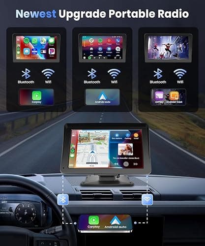 Podofo Portable Car Stereo Wireless Carplay Android Auto,7 Inch Touch Screen Car Radio with Bluetooth Hands-Free/Mirror Link/Maps Navigation/Voice Control/TF Card/AUX,for Cars, Trucks, SUVs thumbnail 3