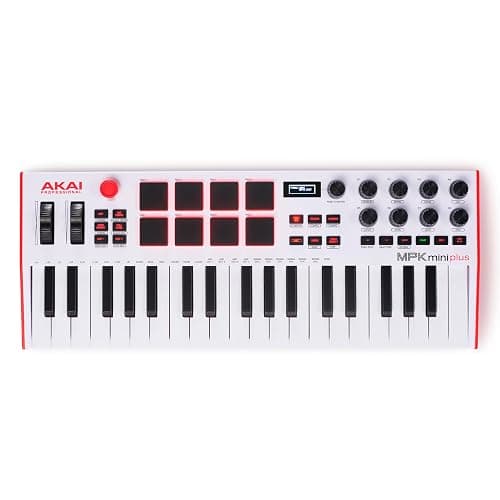 Akai Professional MPK Mini Plus - USB MIDI Keyboard Controller with 37 Mini Keys, 8 MPC Pads, Sequencer, MIDI/CV/Gate I/O and Native Instruments Sound Package, White Limited Edition thumbnail 12