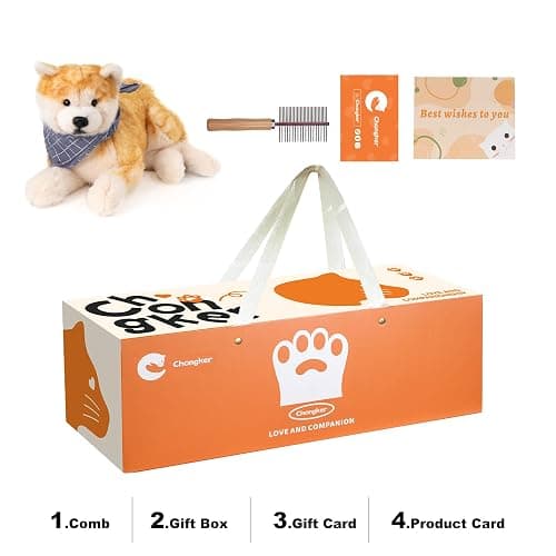 Chongker Dog Stuffed Animals Shiba Inu Dog Plush - Handmade Realistic Toy,Cuddly Plush Puppy Companion Pet thumbnail 4
