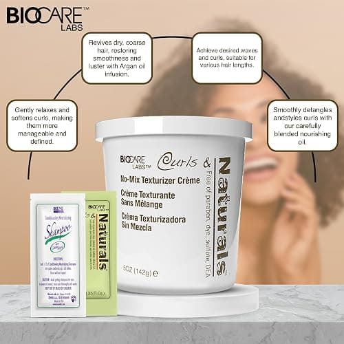 Curls & Naturals Hair & Curl Softener Kit with Moroccan Argan Oil, Nourishes & Moisturizes Natural Curl Patterns, Detangle and Texturize, Wavy Hair Type, Cream, Unisex- 5 oz (No Mix Texturizer)- 1Pack thumbnail 2