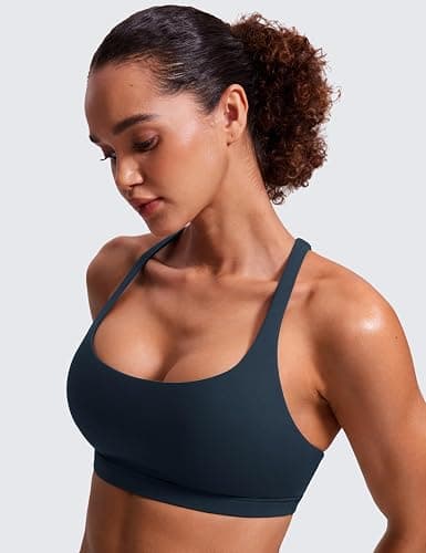 CRZ YOGA Naked Feeling Strappy Sports Bras for Women - Criss Cross Back Wireless Padded Cami Yoga Workout Top thumbnail 5