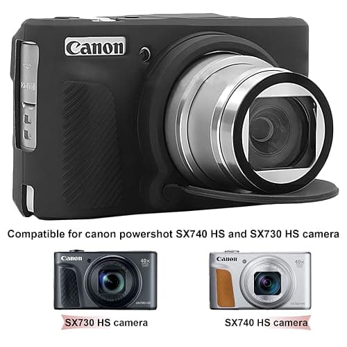 BOVKE Silicone Camera Case for Canon PowerShot SX740/ SX730 Digital Camera, SX740 Camera Soft Case Cover Rubber Camera Sleeve with Removable Lens Cover, Black thumbnail 3
