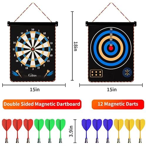 Gitus Magnetic Dart Board Indoor Outdoor Games for Kids with 12 Darts, Gifts for Teenage Boys Teen Boy Gift Ideas Gifts for Boys 8 9 10 11 12 13 14 Years Old Game Room Decor thumbnail 4