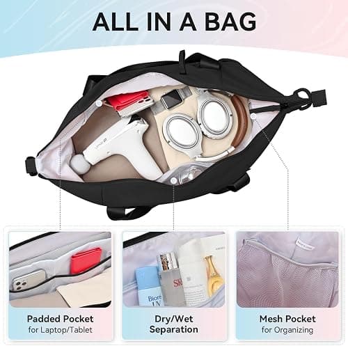 MAXTOP Women's Gym Yoga Duffle Bag with Shoe Pouch,Multi-Purpose Overnight Travel Bag for Gym,Work, Dance, Sports thumbnail 4