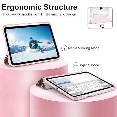 TWOLSKOO for iPad 11th & 10th Gen Case with Pencil Holder, Trifold Stand, Auto Sleep/Wake, Clear Acrylic Back with TPU Bumper, for iPad 11-inch (2025, A16 Chip) & 10.9-inch (2022), Chocolate Polka Dot thumbnail 6