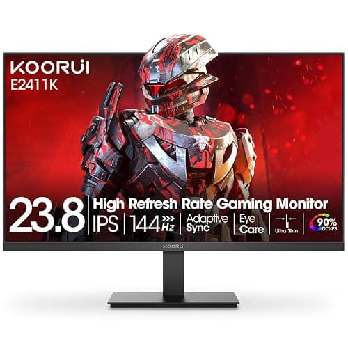 KOORUI 24 Inch Gaming Monitor Full HD 1920 x 1080p 144Hz IPS Ultra-Slim Display with HDMI VGA, Adaptive Sync, 99% SRGB, VESA 100x100mm, Eye Care, Tilt, Black, E2411K - Image 1