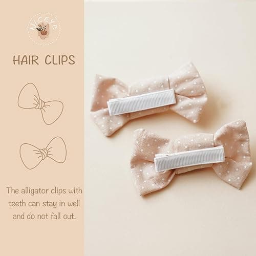 Niceye Baby Hair Clips - 24 Pcs Fully Lined Hair Bow Clips for Fine Hair Cotton Tiny Hair Barrettes for Infants, Toddlers, and Little Girls thumbnail 2