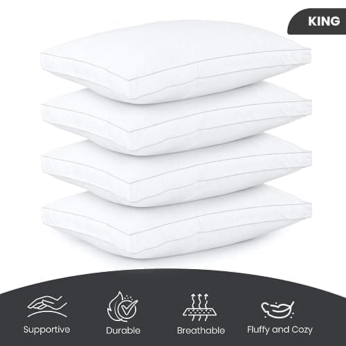 Utopia Bedding Bed Pillows for Sleeping King Size (White), Set of 4, Cooling Hotel Quality, Gusseted Pillow for Back, Stomach or Side Sleepers thumbnail 3