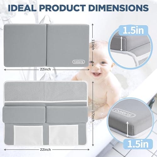 beiens Bath Kneeler and Elbow Rest Pad Set - 1.5'' Comfortable Baby Bath Kneeler Pads, Thick Quick Dry Kneeling Pad Support for Knee& Arm, Large Bathtub Mat with Toy Organizer for Happy Baby Bath Time thumbnail 6
