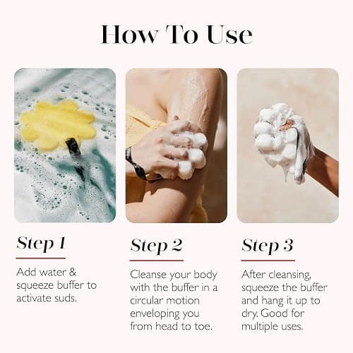 Spongelle Coconut Verbena Wild Flower Buffer Body Scrubber | Bath & Shower Loofah for Women | Exfoliator with Body Wash Infused Sponge | 14+ uses thumbnail 6