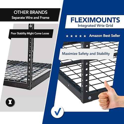 FLEXIMOUNTS 3x6 Overhead Garage Storage Adjustable Ceiling Rack 72" Length x 36" Width x 40" Height, 450lbs Weight Capacity, Black, Classic Series thumbnail 4