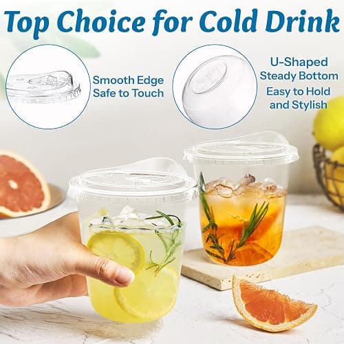 25 Pack 12 oz BPA-Free Clear Plastic Coffee Cups with Strawless Sip Lids - Leak-Proof Disposable To-Go Cups for Iced Coffee, Kids, Smoothies & Juice, Ideal for Daily Use & Small Gatherings - Image 1