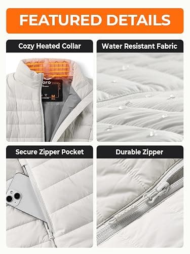 ORORO Women's Lightweight Heated Vest with USB-C Rechargeable Battery, Puffer Classic Heating Vest thumbnail 5