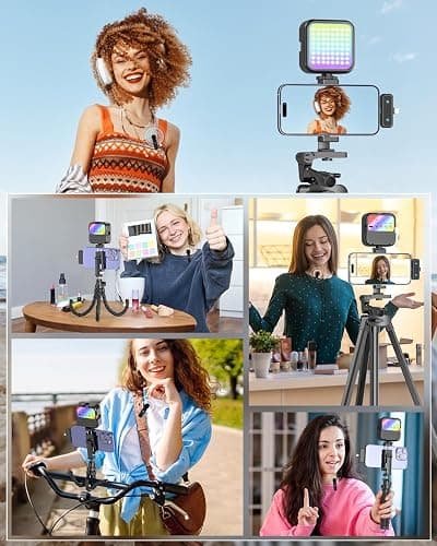 Vlogging Kit for iPhone/Android, YouTube Starter Kit with Wireless Microphone/Camera Tripod/Flexible Tripod/RGB Fill Light, Content Creator Essentials Kits for TikTok Vlog Video Recording thumbnail 6