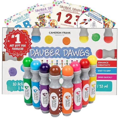 Dauber Dawgs Washable Dot Markers for Toddlers - Bingo Markers for Dot Art w/ PDF Activity Books, Dot Paints Washable for Kids, Bingo Dabbers Dotters & Dobbers, Holiday Gifts Daubers, Dot Painting - Image 1