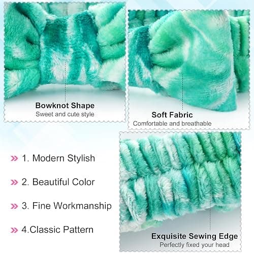 Wteehn 6pcs Headband and Wristband for Face Washing, Makeup Spa Skincare Headband, Skin Care Face Wash Headbands Wrist Bands Tools Set, for Women and Teen Girls Gifts thumbnail 3
