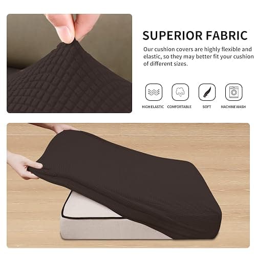 Easy-Going Stretch 3 Pieces Couch Cushion Covers for Sectional Sofa Left/Right L Shape Chaise Lounge Sofa Seat slipcover Anti-Slip Sofa Cover Soft (2 Seater + 1 Chaise, Chocolate) thumbnail 4