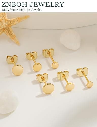 ZNBOH 3 Pairs 14k Gold Stud Earrings for Women Hypoallergenic 925 Sterling Silver Post Dainty Silver Cartilage Tragus Earrings Stacks Set Trendy Small Diamond Heart Multiple Piercing Jewelry for Men thumbnail 5