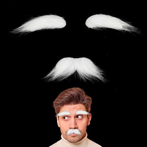 Old Man Mustache and Eyebrows 100 Days of School Grandpa Fake Beard Mustaches for Halloween Party thumbnail 2