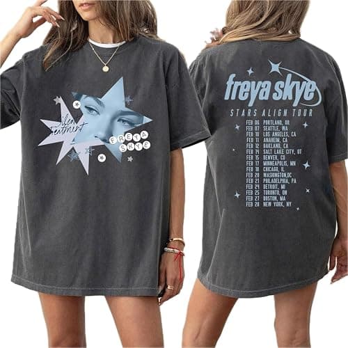 Fre-ya Sk-ye Stars Alig-n Tour Selfie Star T-Shirt, Front and Back Sweatshirt Concert Merch, Handmade Memorabilia Best Friend Matching Shirt Multicolor Women Youth Kids - Image 1