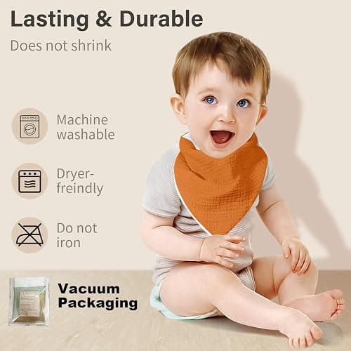 NISXABEBE Muslin Baby Bibs,Soft Triangular Baby Bandana Drool Bibs for Baby Boy Girl,Solid Colors Bib for Drooling Teething thumbnail 4